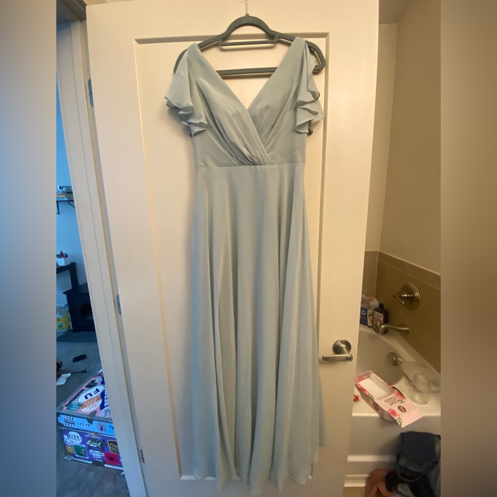 David’s bridal flutter sleeve full skirt dusty sage